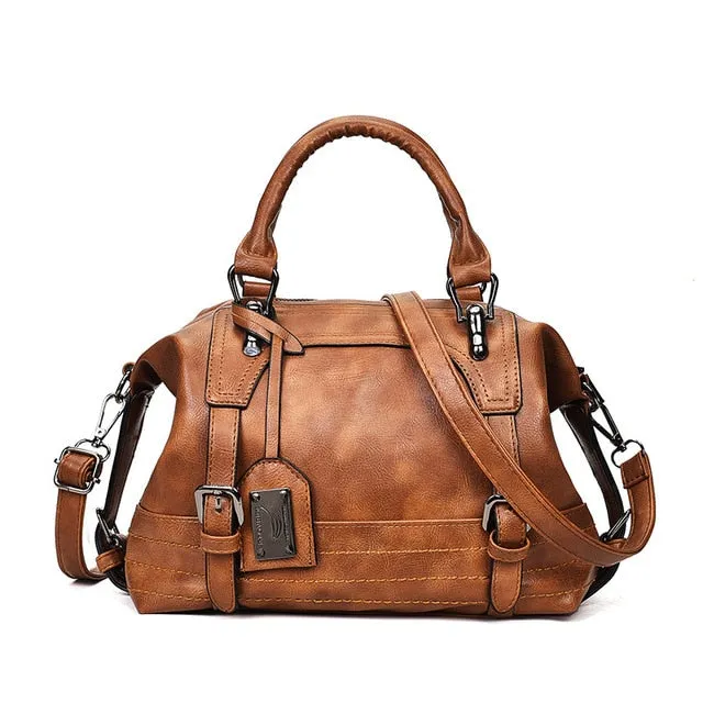 Women Bag Vintage Shoulder Bag Luxury Handbags PU Leather Crossbody Bags For Women 2019 Ladies Boston Casual Tote Bolsa Feminina