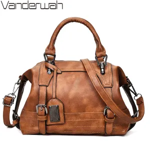 Women Bag Vintage Shoulder Bag Luxury Handbags PU Leather Crossbody Bags For Women 2019 Ladies Boston Casual Tote Bolsa Feminina