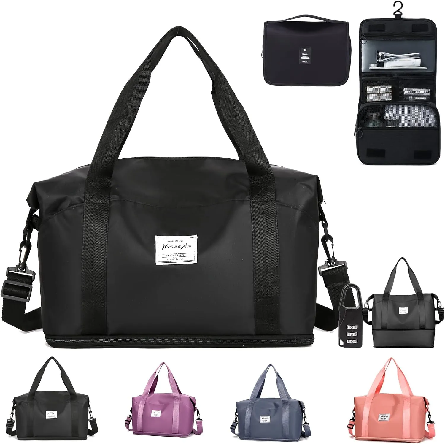 Women-Birthday Gifts Duffle Bag with.Expandable Compartment,Personalized Girls Weekender Bag, Overnight for Women, Travel with Makeup, Friend Bride Gifts (black)