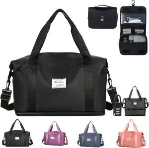 Women-Birthday Gifts Duffle Bag with.Expandable Compartment,Personalized Girls Weekender Bag, Overnight for Women, Travel with Makeup, Friend Bride Gifts (black)