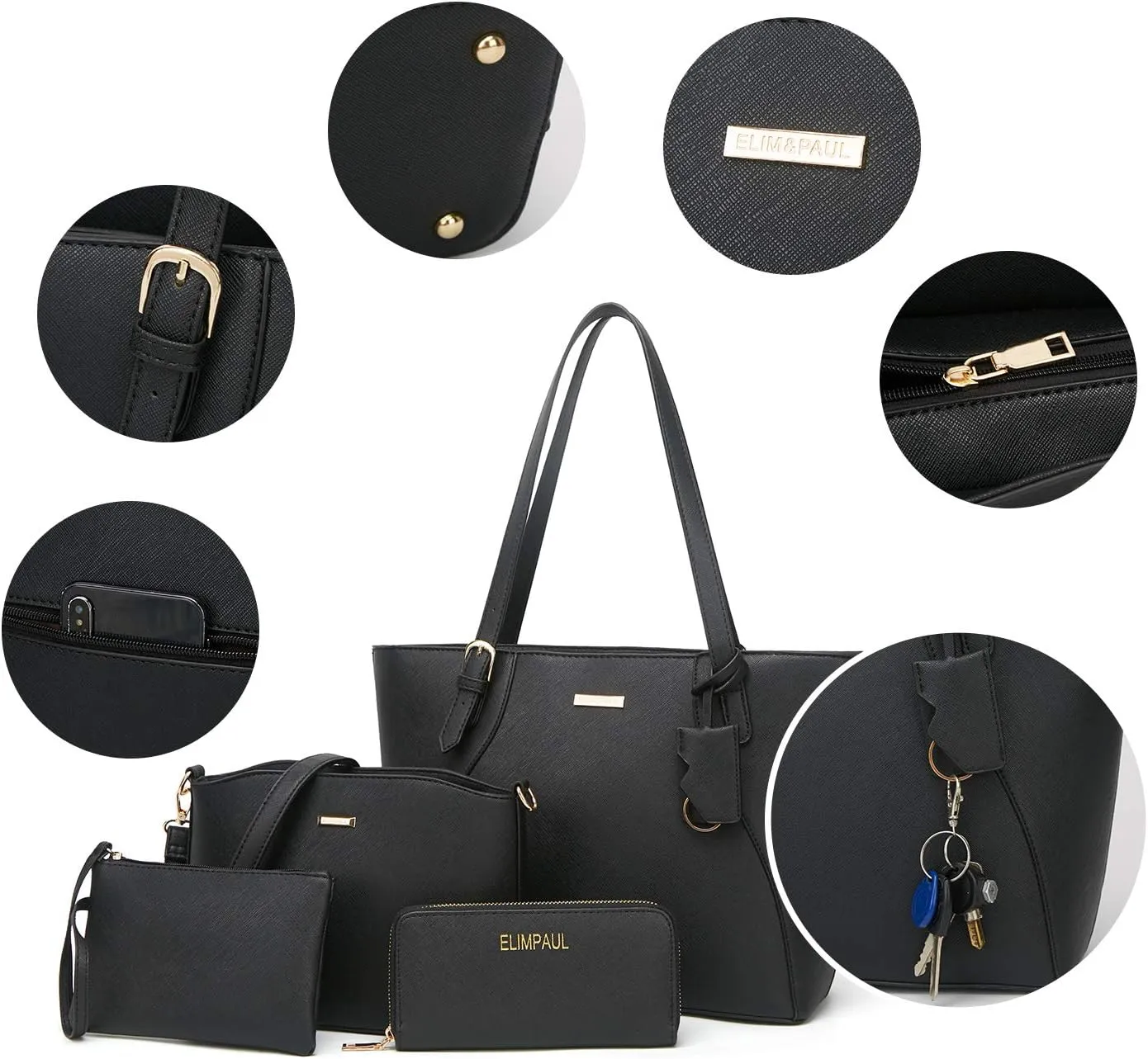 Women Fashion Handbags Wallet Tote Bag Shoulder Bag Top Handle Satchel Purse Set 4pcs