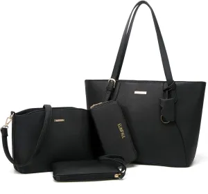 Women Fashion Handbags Wallet Tote Bag Shoulder Bag Top Handle Satchel Purse Set 4pcs