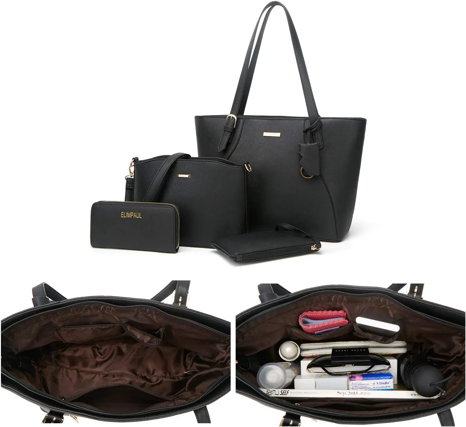 Women Fashion Handbags Wallet Tote Bag Shoulder Bag Top Handle Satchel Purse Set 4pcs