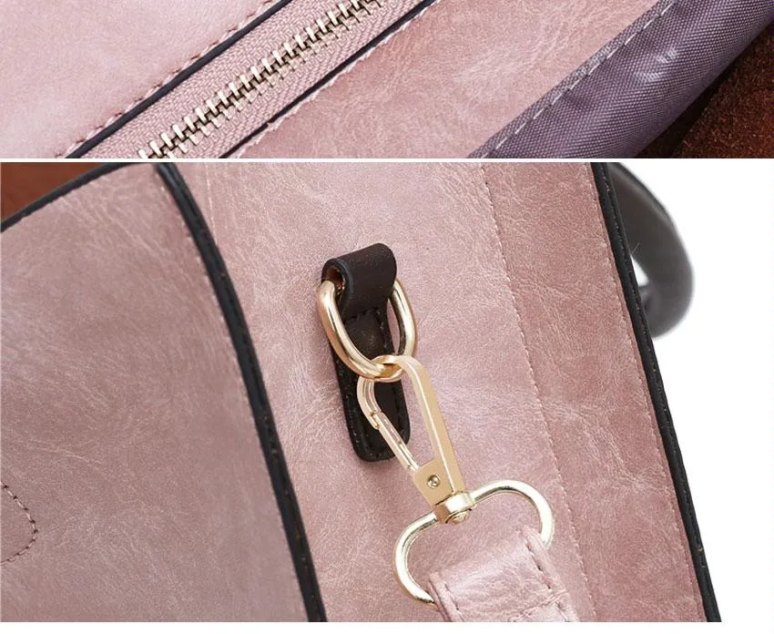 Women for Leather Virtual reality Pink Bag Versatile - - Design Unique assortment 3-in-1 Tote