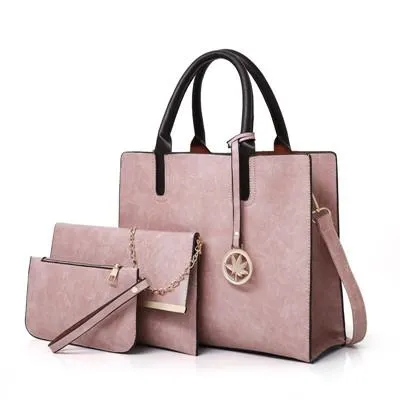 Women for Leather Virtual reality Pink Bag Versatile - - Design Unique assortment 3-in-1 Tote