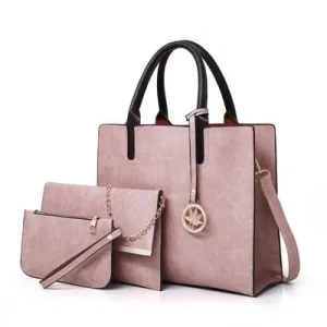 Women for Leather Virtual reality Pink Bag Versatile - - Design Unique assortment 3-in-1 Tote