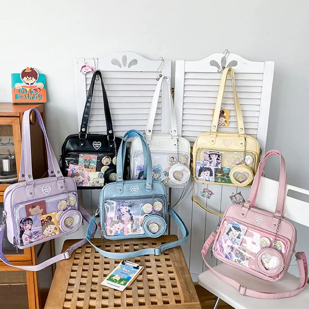 Women JK Purse Shoulder Bags Handbag Transparent Window DIY Messenger Bag Small Wallet Pendant