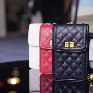 Women PU Leather Quilted Crossbody Bags Messenger Shoulder Bag Phone Wallet Purse Handbag Chain Cross Body Bags