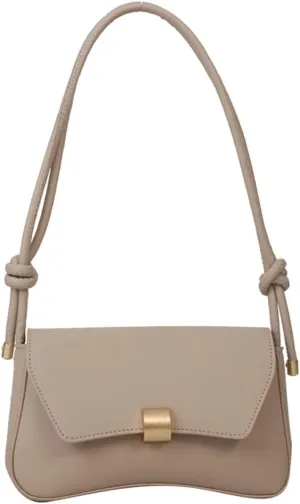 Women Shopper Purse Solid Underarm Bag Elegant Handbag Personality Metal Lock Buckle Knot Tote Bag