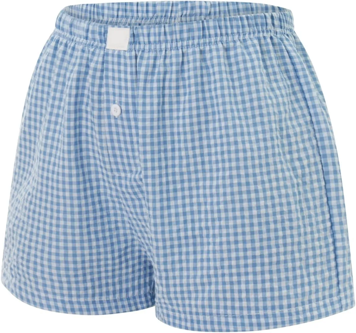 Women Y2k Pajamas Shorts Micro Button Boxers Elastic Waist Cute Pj Bottoms Summer Plaid Lounge Short