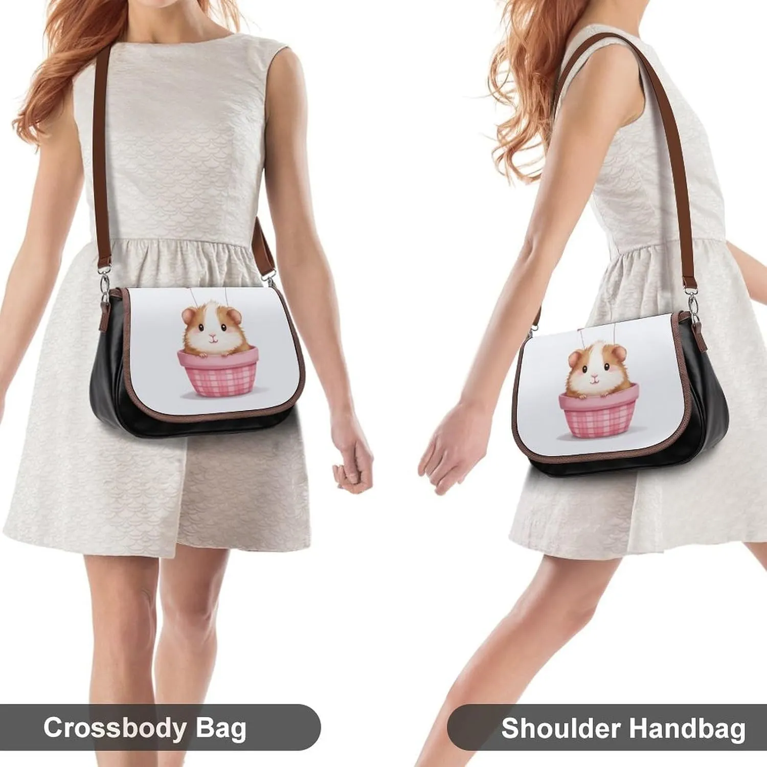 Womens Casual Crossbody Bag, Small PU Leather Shoulder Bag Travel Messenger Bags