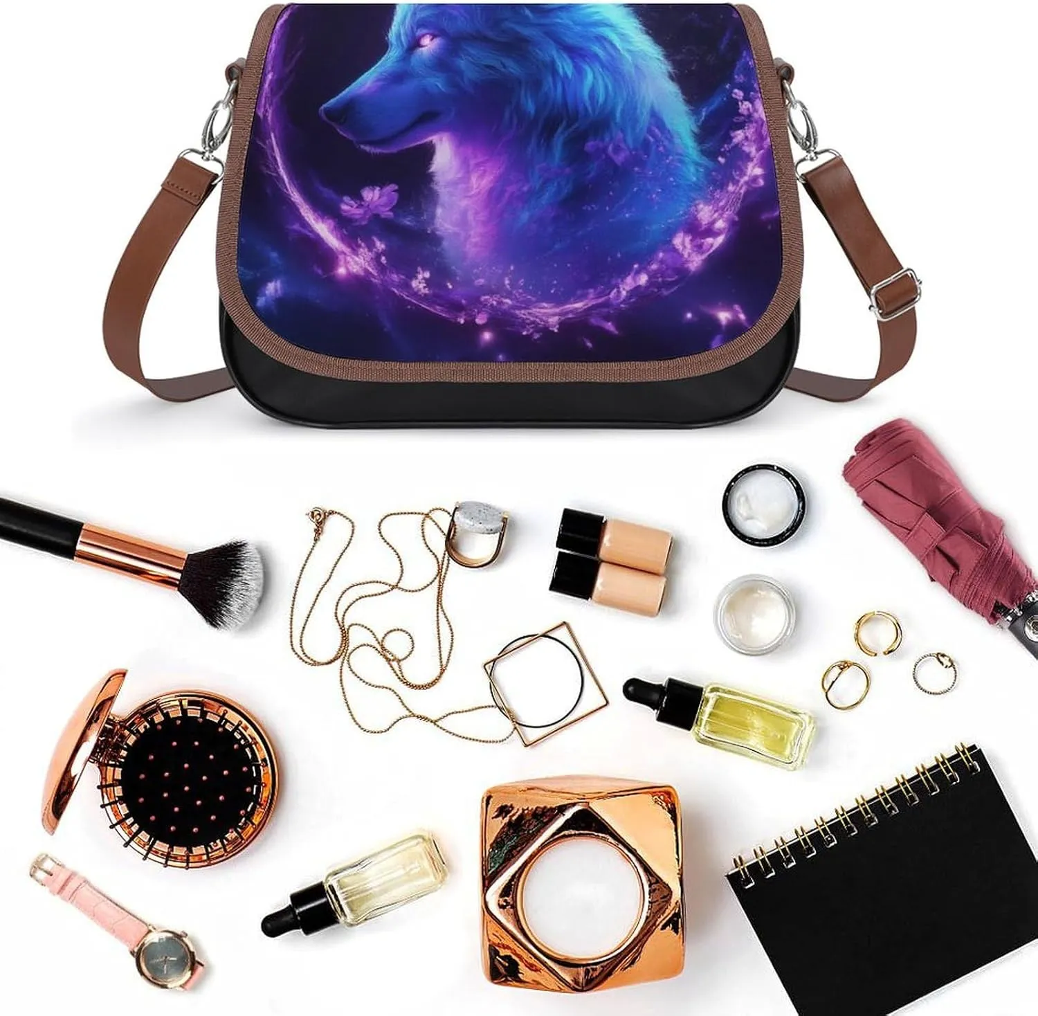 Womens Casual Crossbody Bag, Small PU Leather Shoulder Bag Travel Messenger Bags