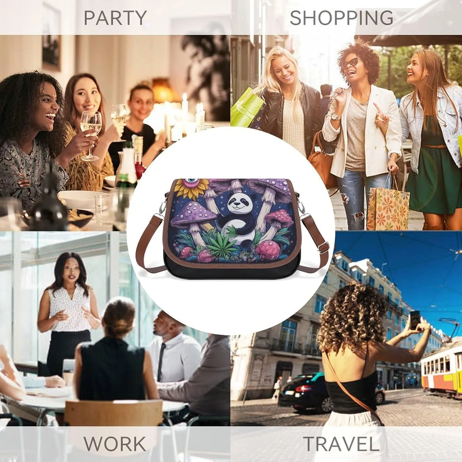 Womens Casual Crossbody Bag, Small PU Leather Shoulder Bag Travel Messenger Bags