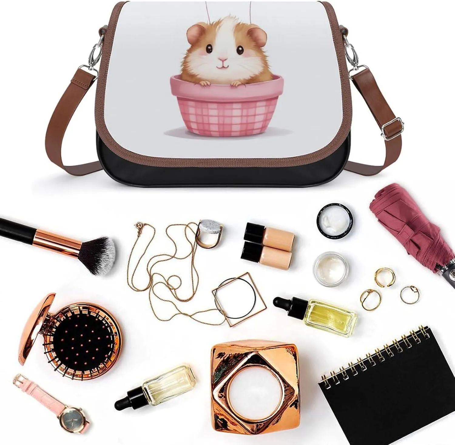 Womens Casual Crossbody Bag, Small PU Leather Shoulder Bag Travel Messenger Bags