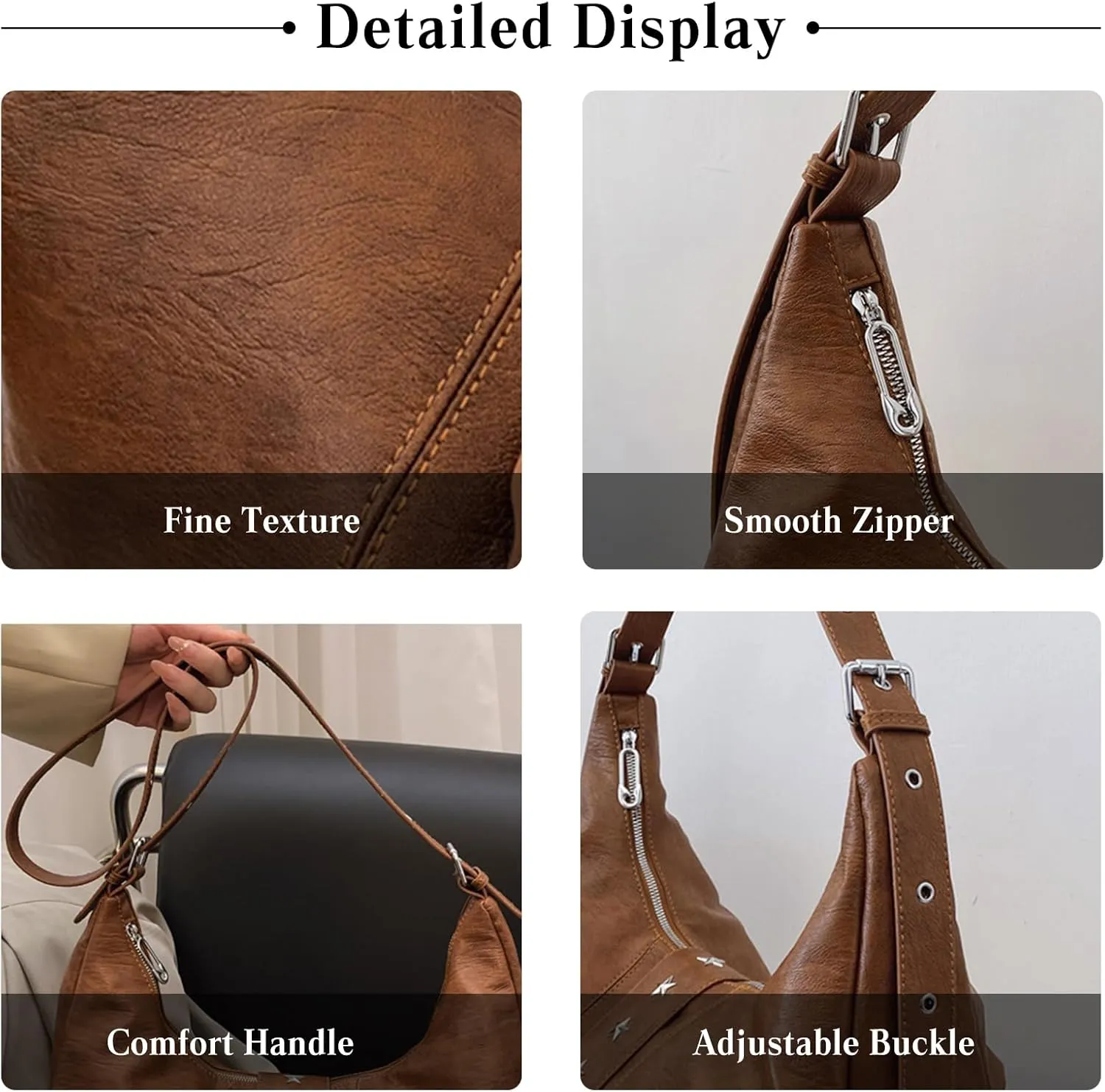 Women's Crescent Shoulder Bag Retro 90s Handbag PU Leather Crossbody Bag Fashion Messenger Bag Tote Bag