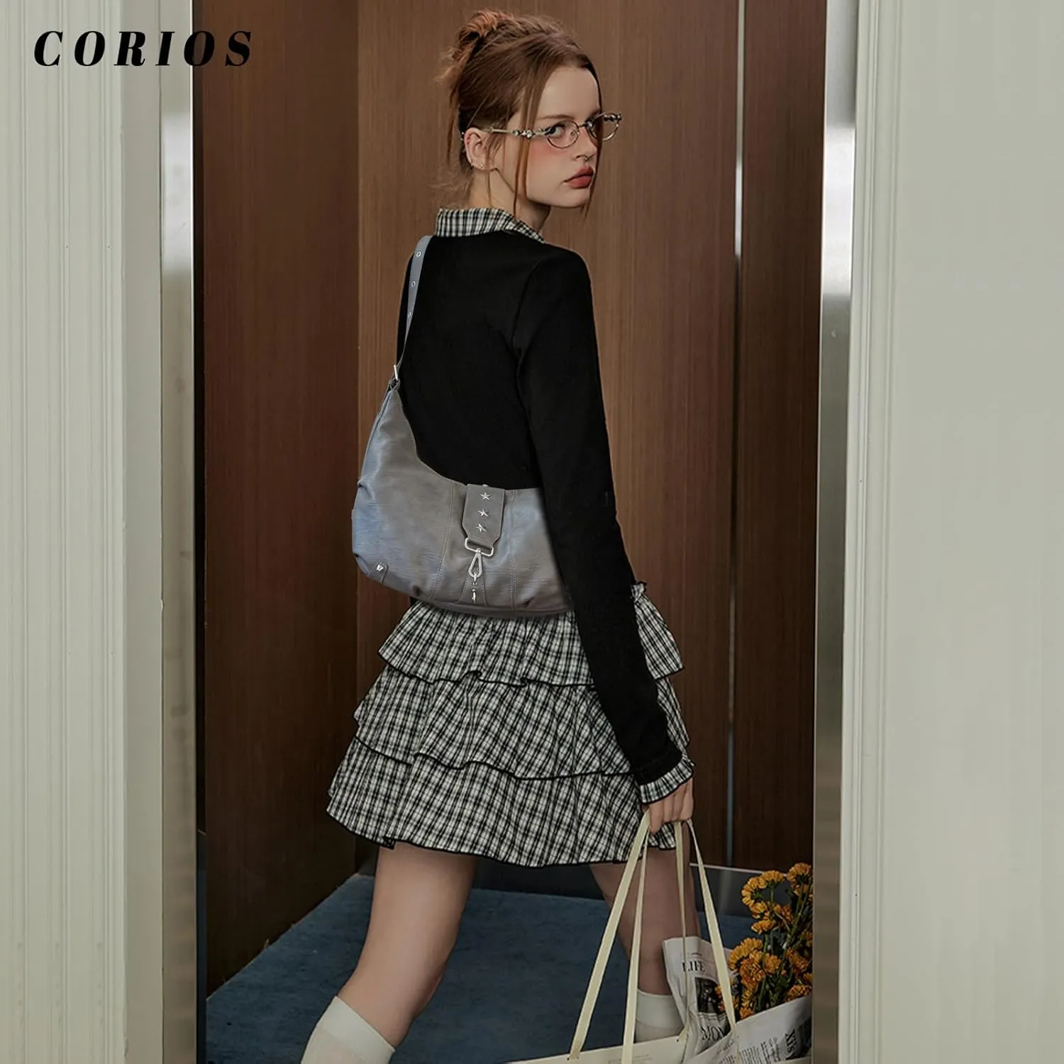 Women's Crescent Shoulder Bag Retro 90s Handbag PU Leather Crossbody Bag Fashion Messenger Bag Tote Bag