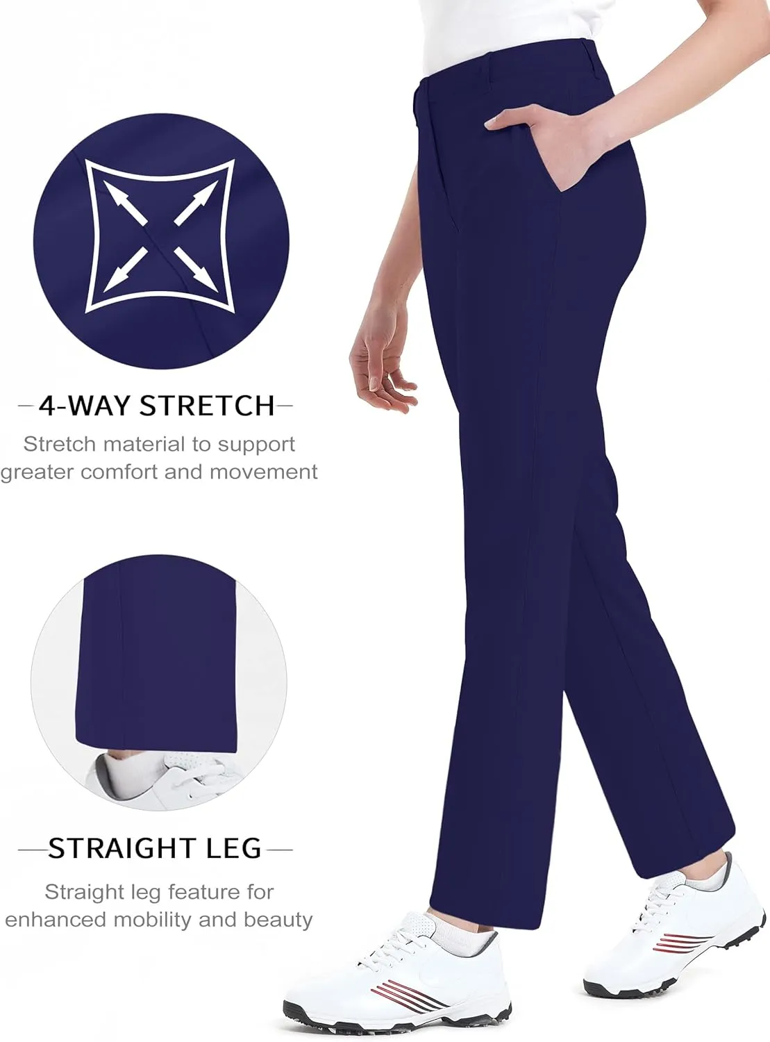 Women's Golf Pants Stretch Straight Lightweight Breathable Twill Work Chino Ladies Pants