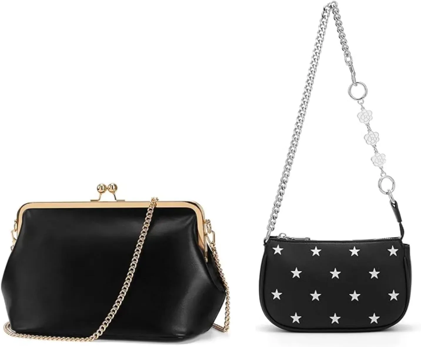 Women's Kiss Lock Crossbody Bag   Mini Star Print Shoulder Bag