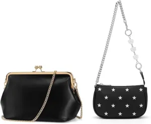 Women's Kiss Lock Crossbody Bag   Mini Star Print Shoulder Bag