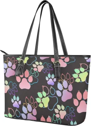 Womens Leather Tote Office Shoulder Bags, Cow Spots PU Leather Tote Bags Boho Shopping Carry Messenger Handbag