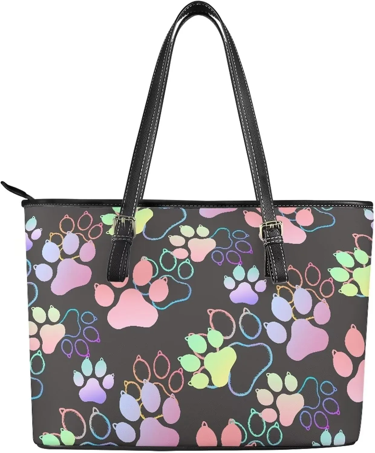 Womens Leather Tote Office Shoulder Bags, Cow Spots PU Leather Tote Bags Boho Shopping Carry Messenger Handbag