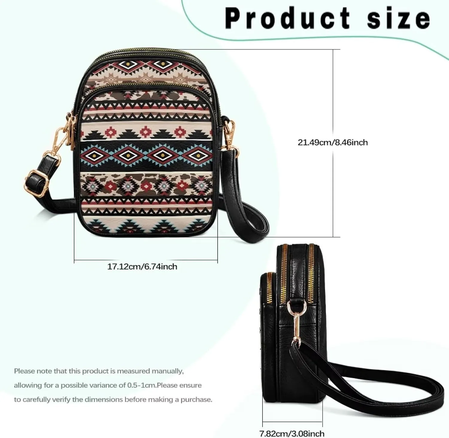 Women's Multi-Pocket PU Leather Crossbody Bag Soft Shoulder Handbags Travel Zippered Purse with Adjustable Strap