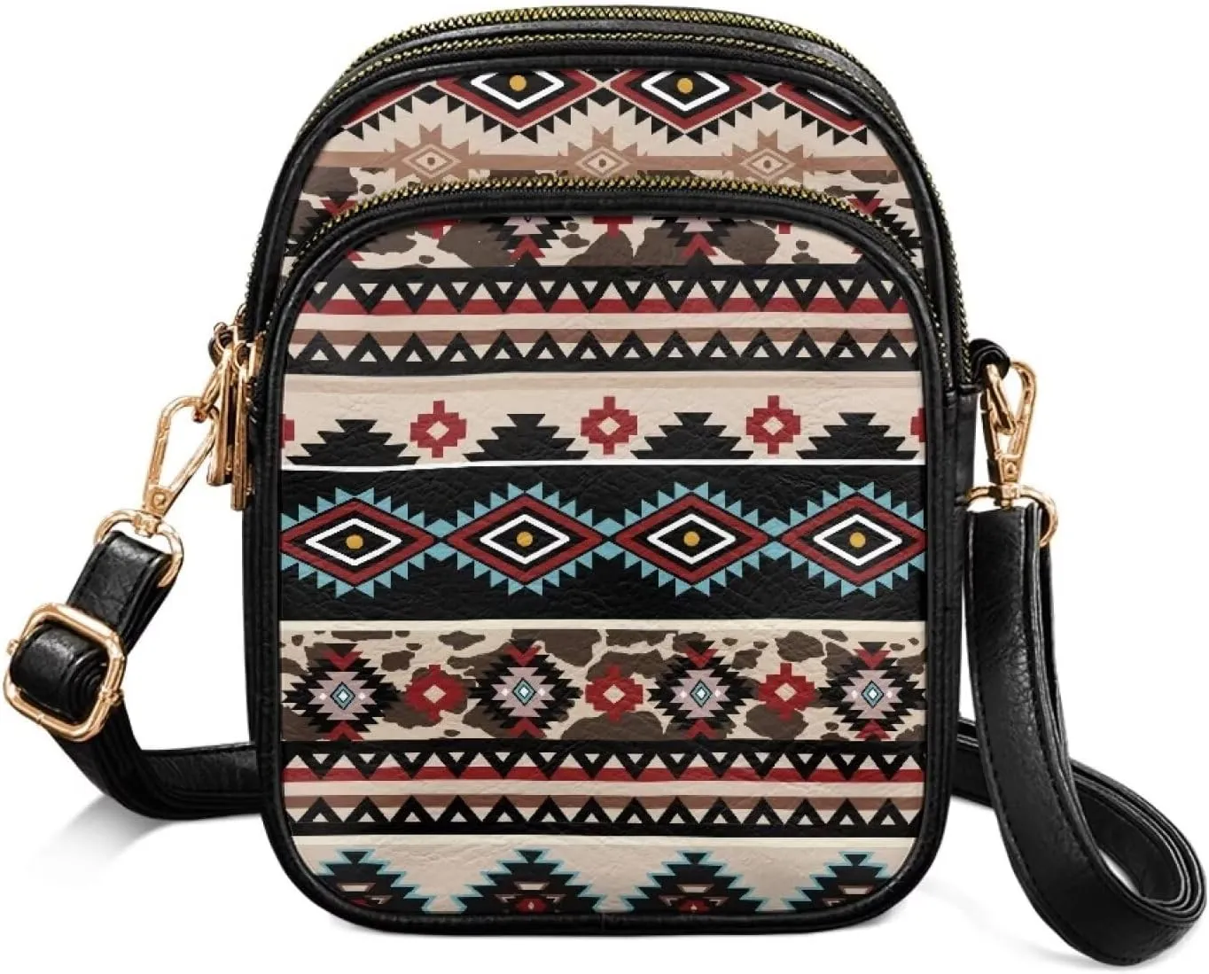 Women's Multi-Pocket PU Leather Crossbody Bag Soft Shoulder Handbags Travel Zippered Purse with Adjustable Strap