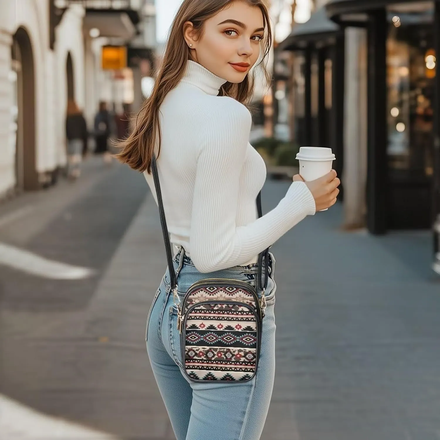 Women's Multi-Pocket PU Leather Crossbody Bag Soft Shoulder Handbags Travel Zippered Purse with Adjustable Strap