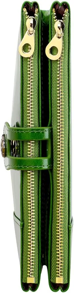 Women's RFID Blocking Wallet Soft Leather Clutch Money Ladies Purse Slim Card Holder Organizer Zip Pocket (3013-Green)