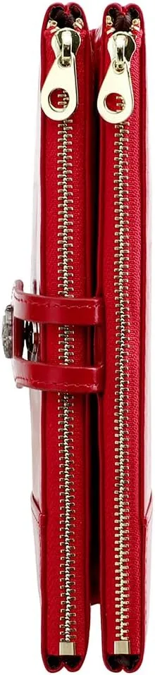 Women's RFID Blocking Wallet Soft Leather Clutch Money Ladies Purse Slim Card Holder Organizer Zip Pocket (3013-Red)