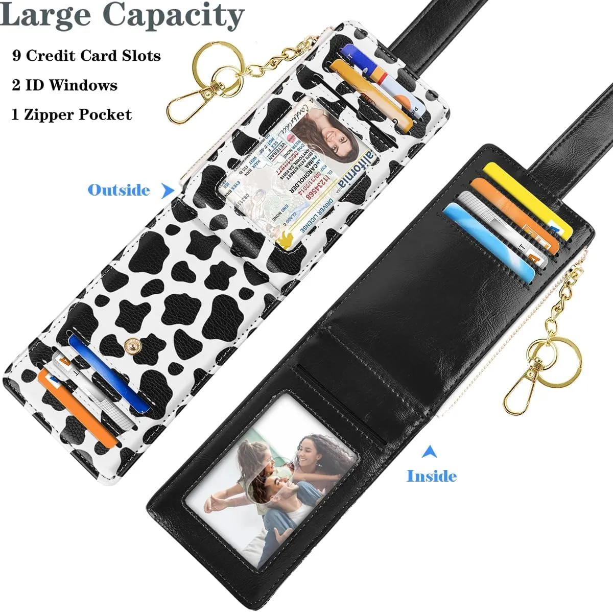 Womens Small Leather Bifold Wallet for Women Slim RFID Blocking Cute Multicard Organizer Wallet with Keychain Zipper Pocket,Cow