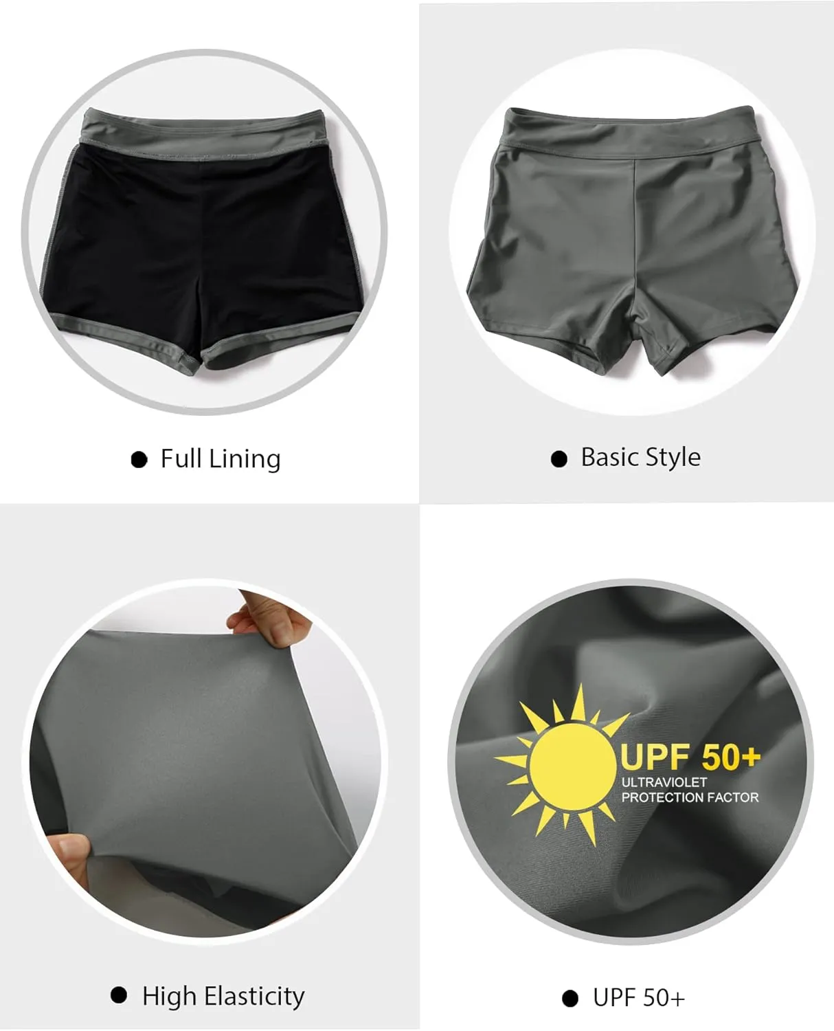 Women's Swim Shorts Tummy Control Bathing Suit Bottoms High Waisted Swimsuit Boyshort Swimwear Board Shorts