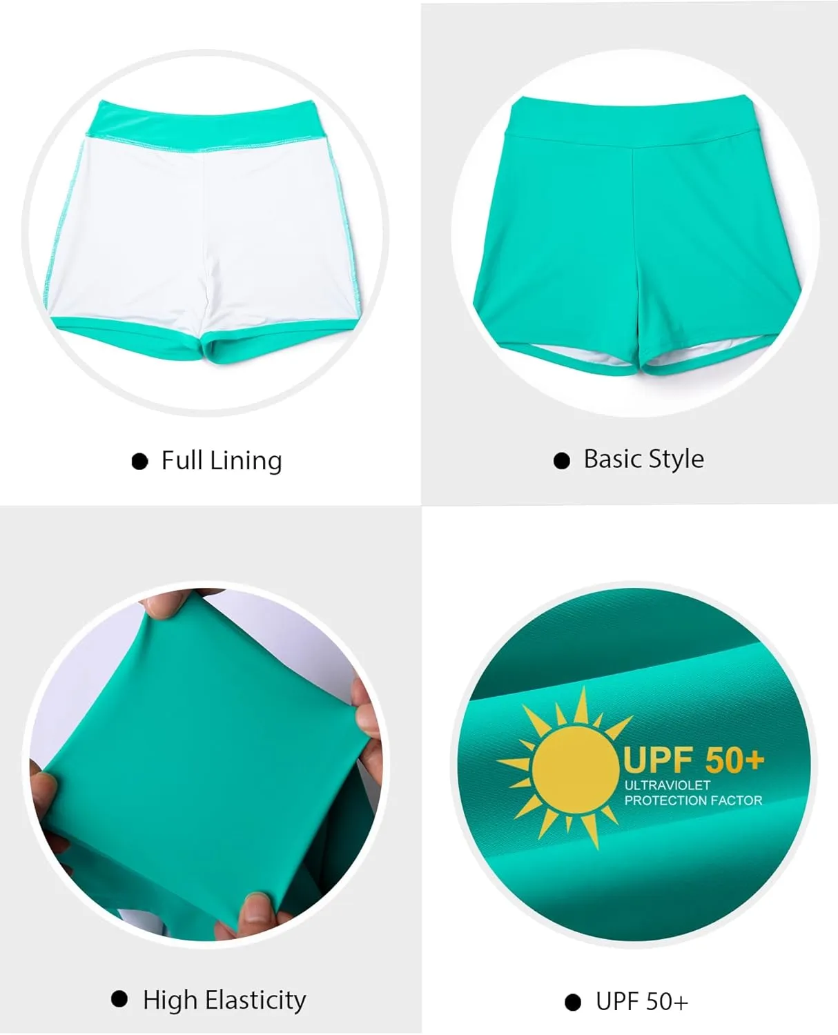 Women's Swim Shorts Tummy Control Bathing Suit Bottoms High Waisted Swimsuit Boyshort Swimwear Board Shorts