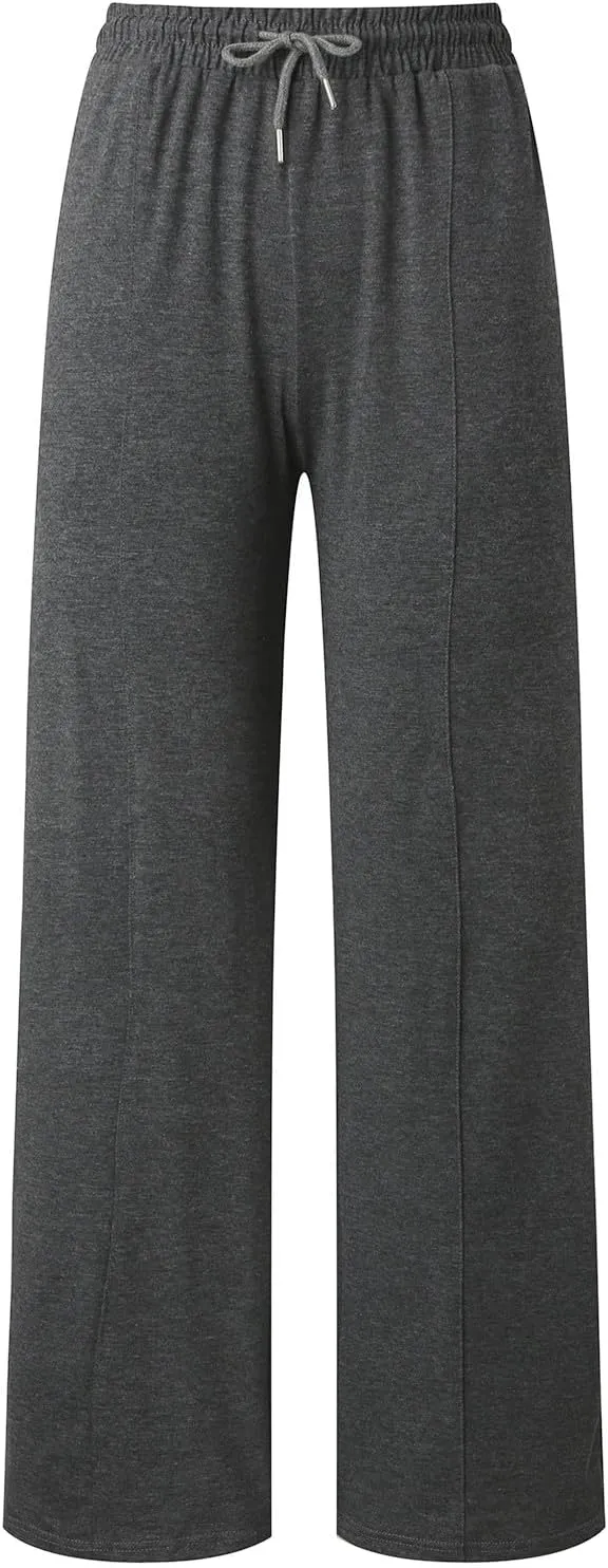 Women's Wide Leg Sweatpant High Waist Baggy Casual Elastic Drawstring Workout Active Joggers Pants with Pockets