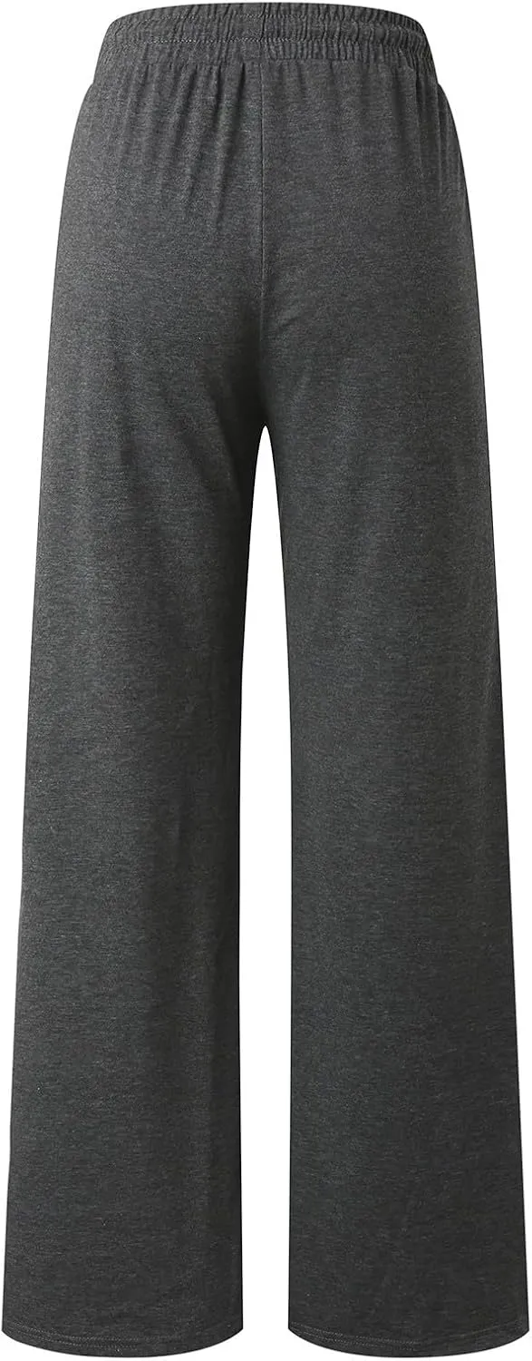 Women's Wide Leg Sweatpant High Waist Baggy Casual Elastic Drawstring Workout Active Joggers Pants with Pockets