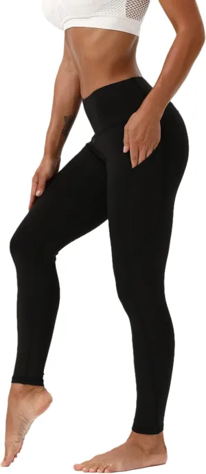 Women's Yoga Leggings with Pockets High Waist Athletic Running Workout Full Length Compression Yoga Pants