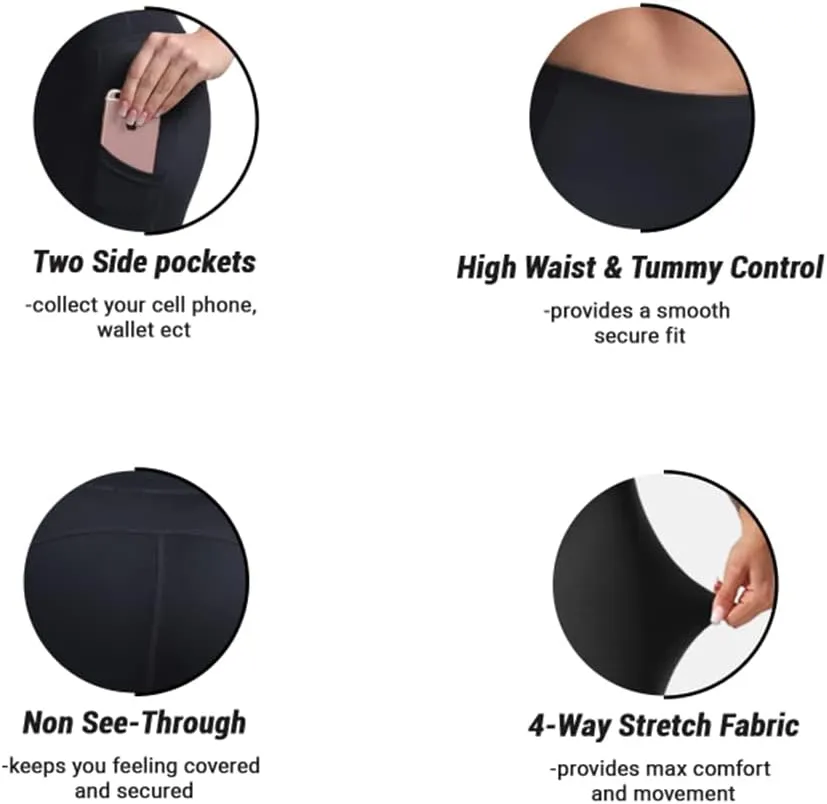 Women's Yoga Leggings with Pockets High Waist Athletic Running Workout Full Length Compression Yoga Pants