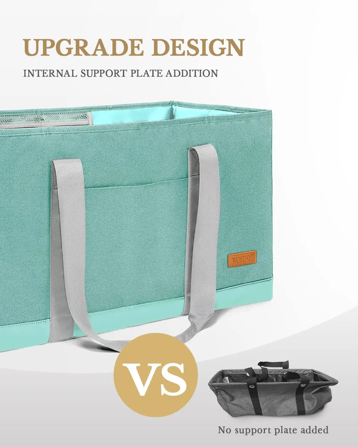 WONDAY Standing Extra Large Reusable Grocery Bag Carrier with Handle, Thirty One Utility Tote Foldable for Shopping and Beach