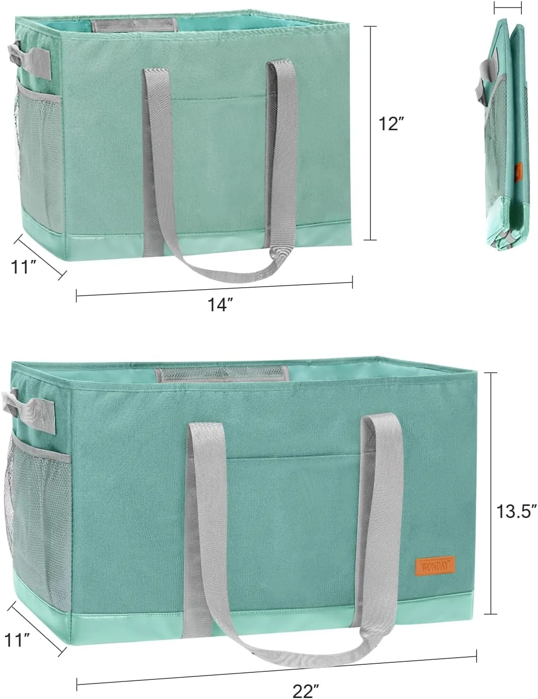WONDAY Standing Extra Large Reusable Grocery Bag Carrier with Handle, Thirty One Utility Tote Foldable for Shopping and Beach