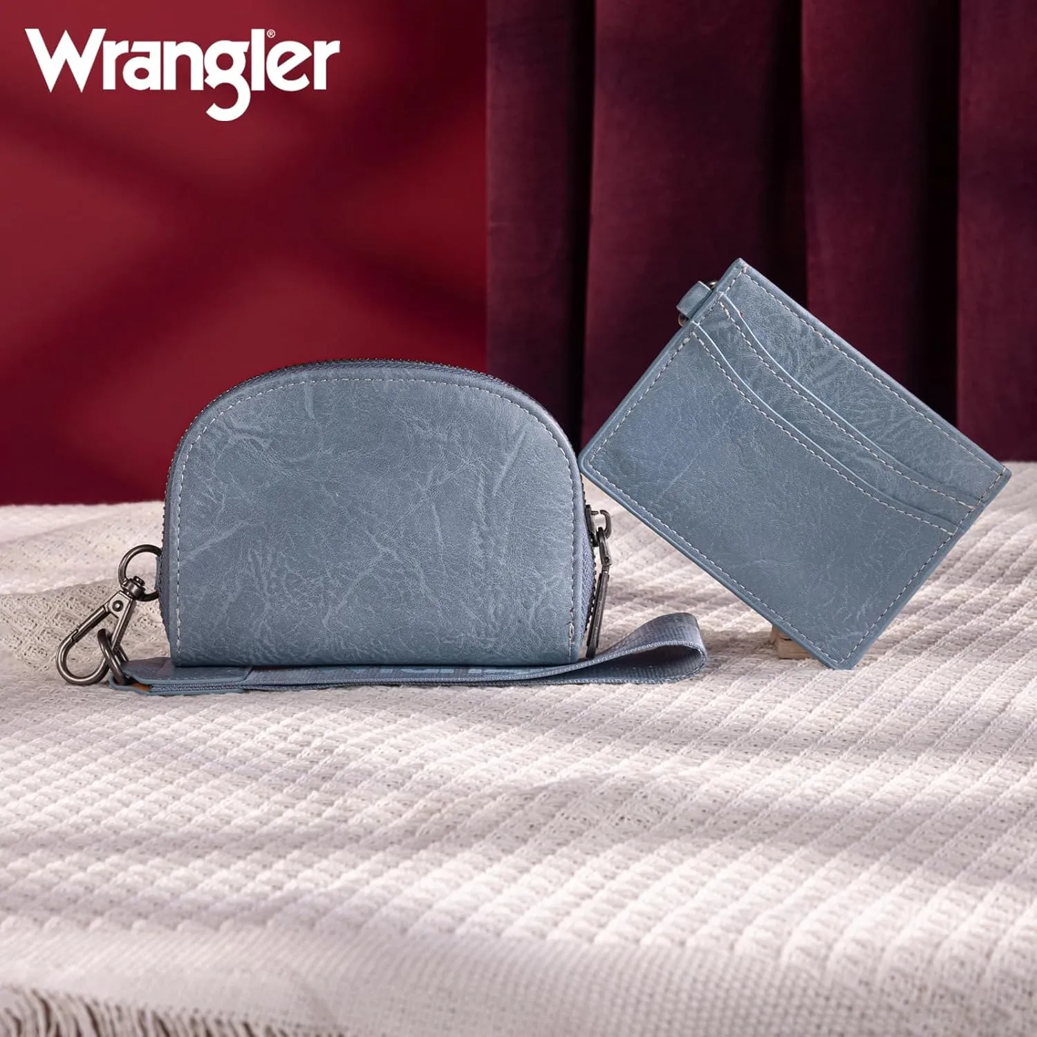 Wrangler KeyChain Wallet Wristlet Wallets for Women Dual Pouch Wristlet Rfid Blocking Credit Card Holder Wallet