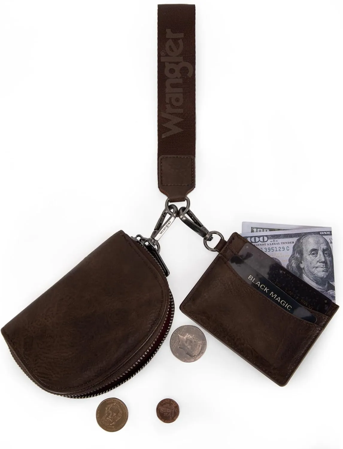 Wrangler KeyChain Wallet Wristlet Wallets for Women Dual Pouch Wristlet Rfid Blocking Credit Card Holder Wallet
