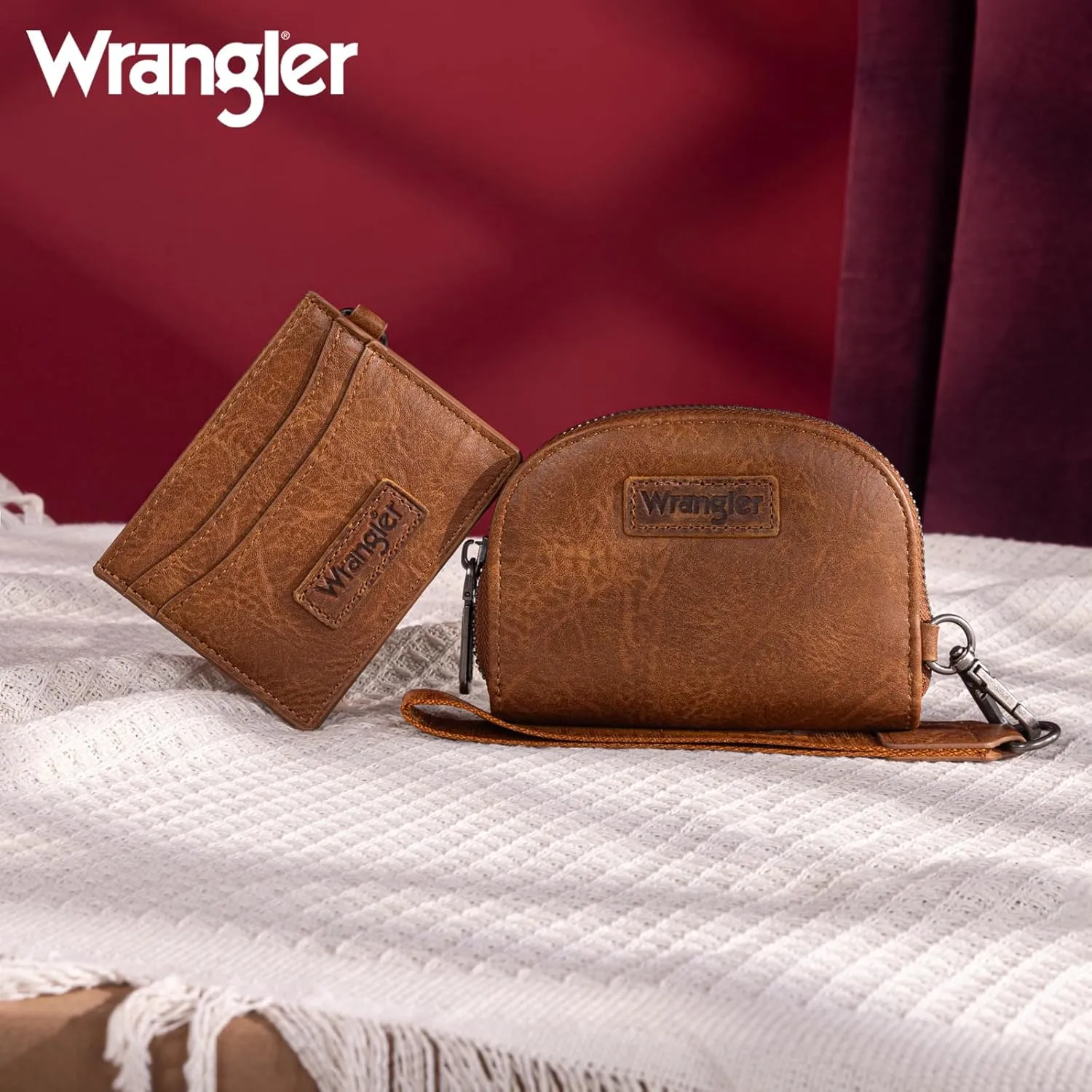 Wrangler KeyChain Wallet Wristlet Wallets for Women Dual Pouch Wristlet Rfid Blocking Credit Card Holder Wallet
