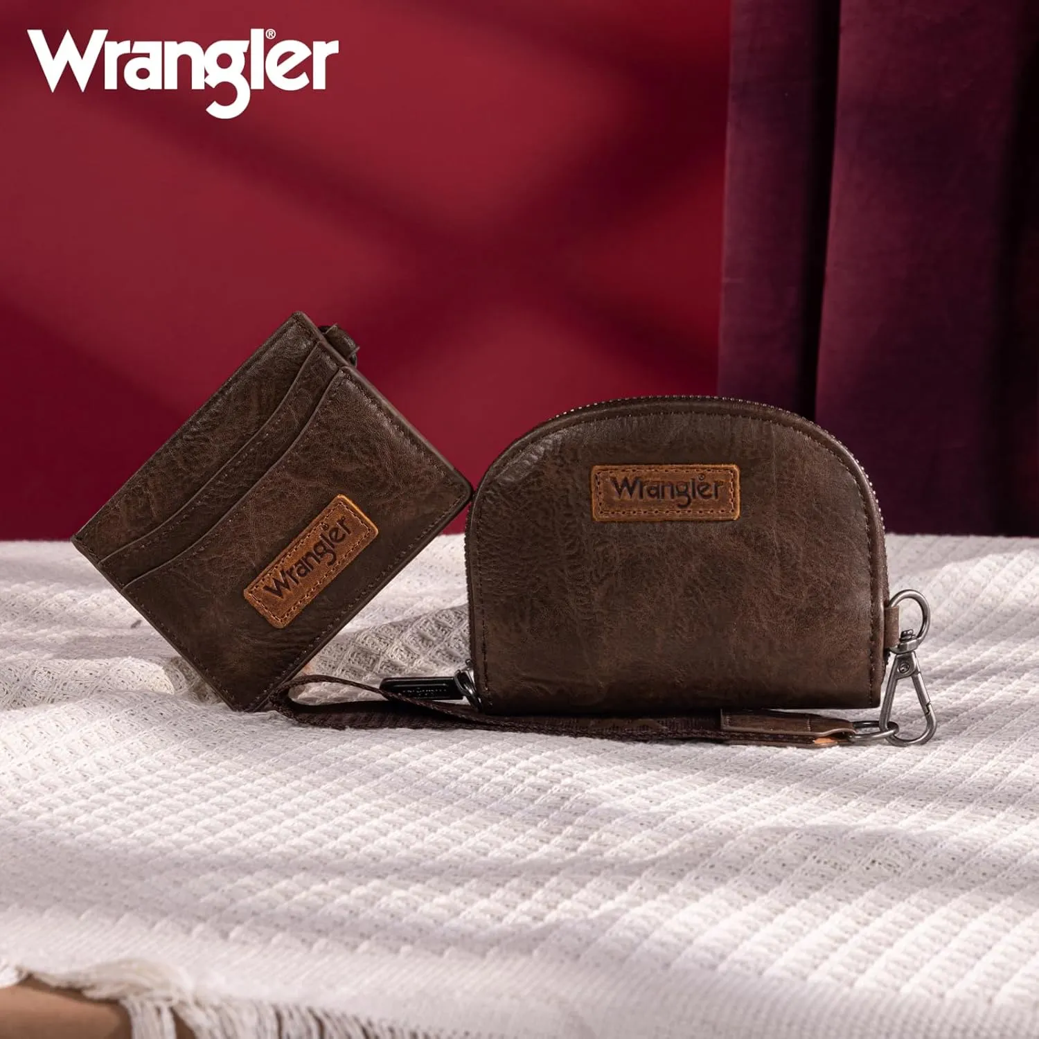 Wrangler KeyChain Wallet Wristlet Wallets for Women Dual Pouch Wristlet Rfid Blocking Credit Card Holder Wallet