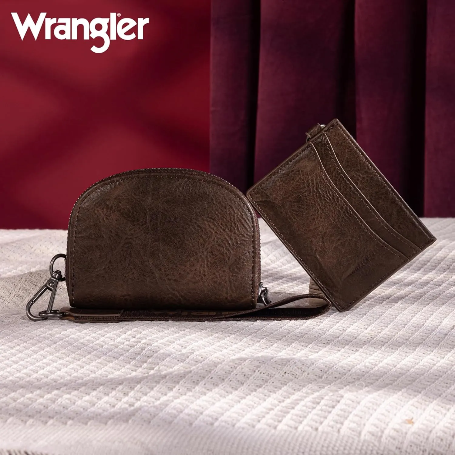 Wrangler KeyChain Wallet Wristlet Wallets for Women Dual Pouch Wristlet Rfid Blocking Credit Card Holder Wallet