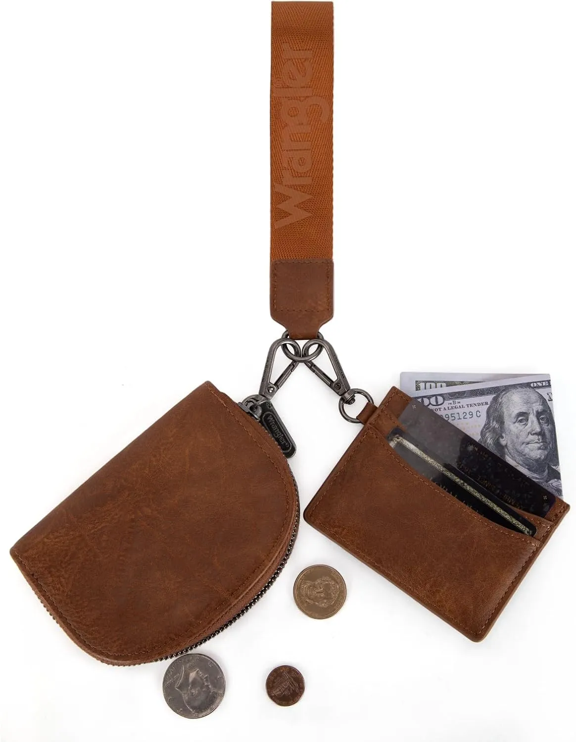 Wrangler KeyChain Wallet Wristlet Wallets for Women Dual Pouch Wristlet Rfid Blocking Credit Card Holder Wallet