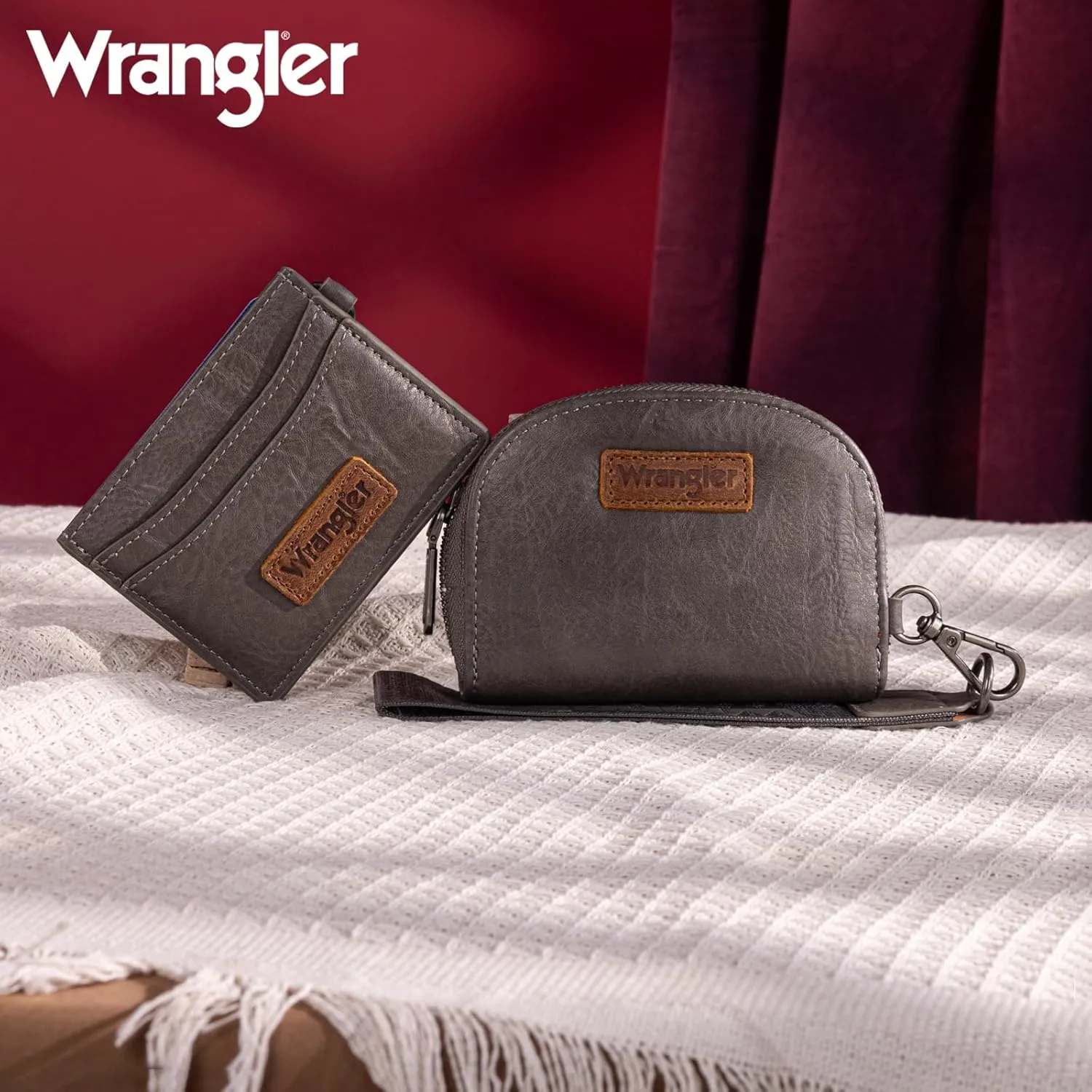 Wrangler KeyChain Wallet Wristlet Wallets for Women Dual Pouch Wristlet Rfid Blocking Credit Card Holder Wallet