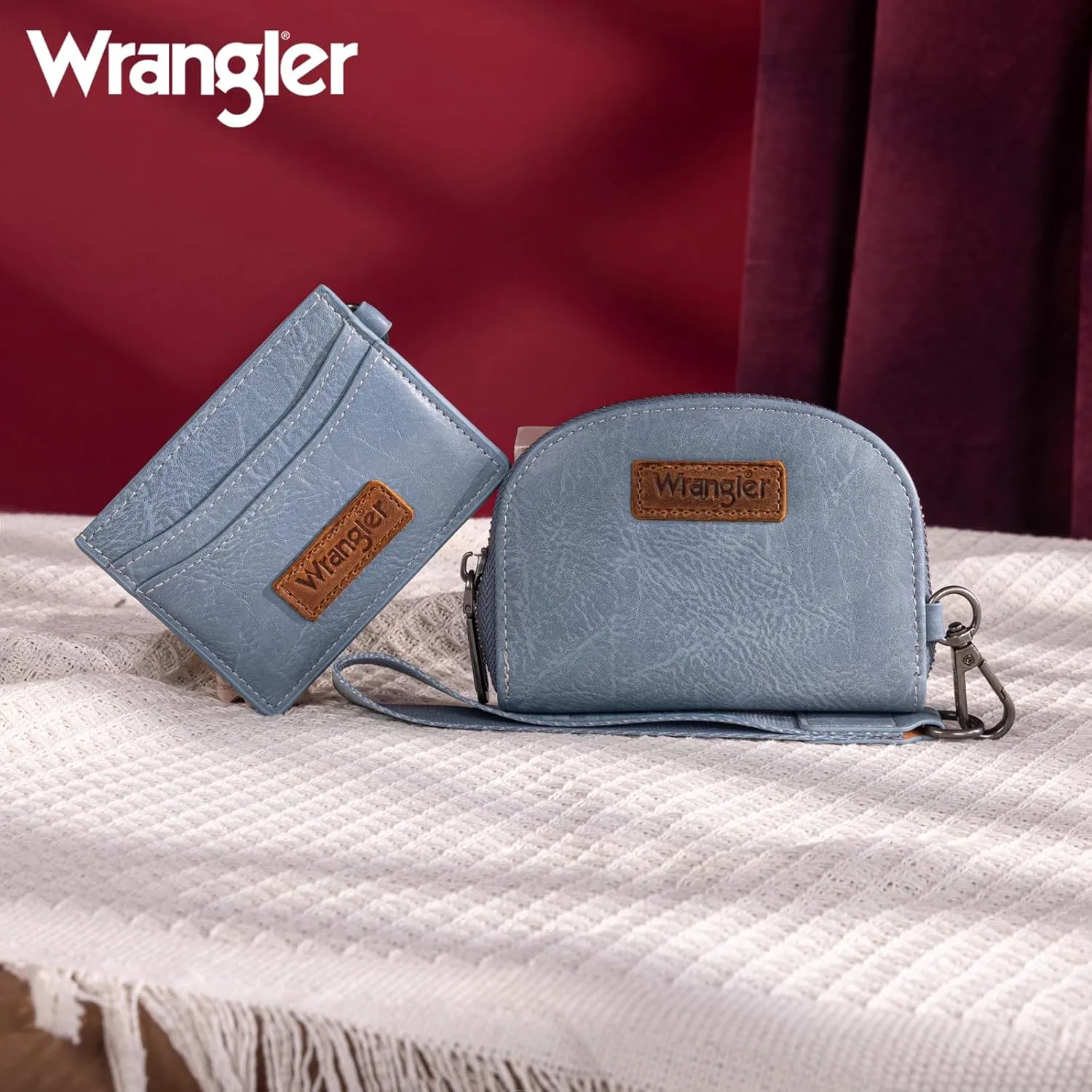 Wrangler KeyChain Wallet Wristlet Wallets for Women Dual Pouch Wristlet Rfid Blocking Credit Card Holder Wallet
