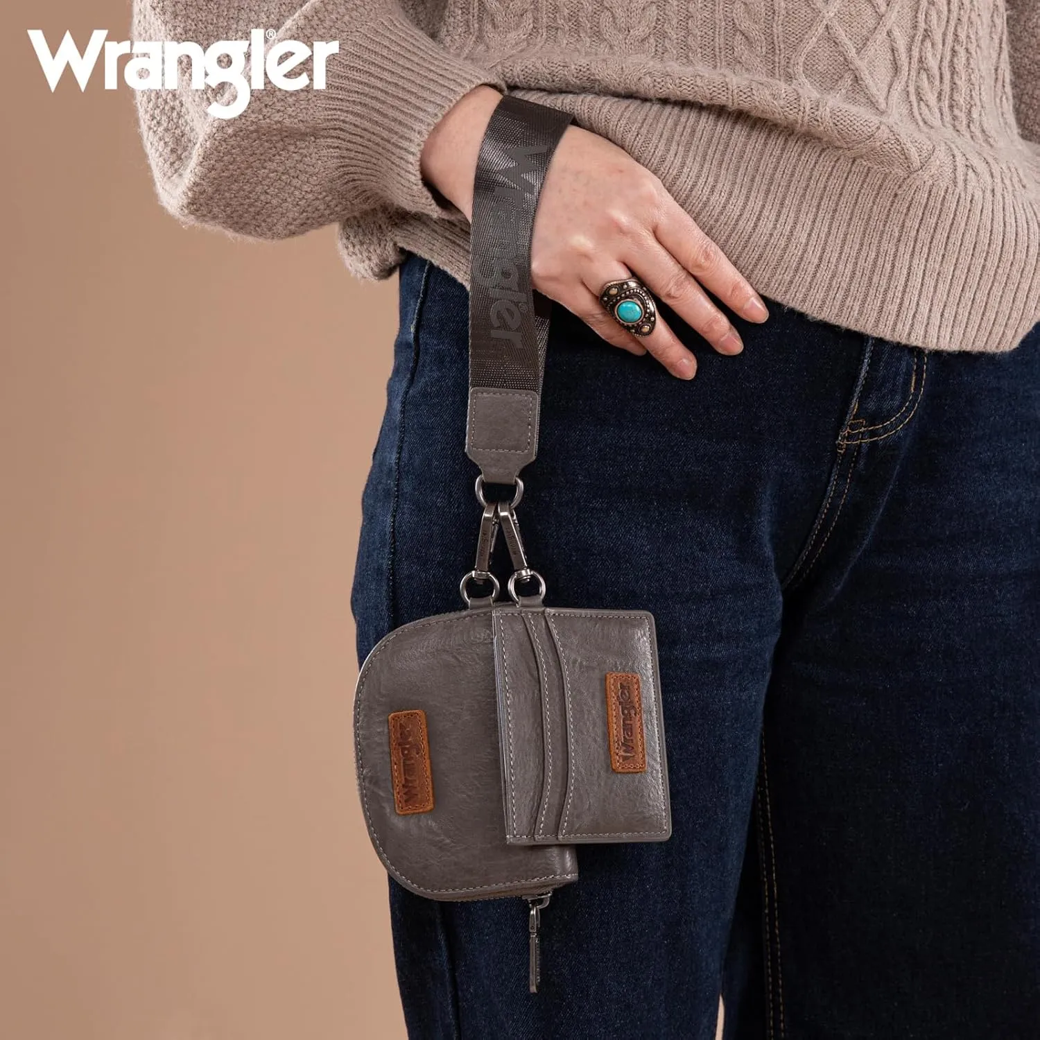 Wrangler KeyChain Wallet Wristlet Wallets for Women Dual Pouch Wristlet Rfid Blocking Credit Card Holder Wallet