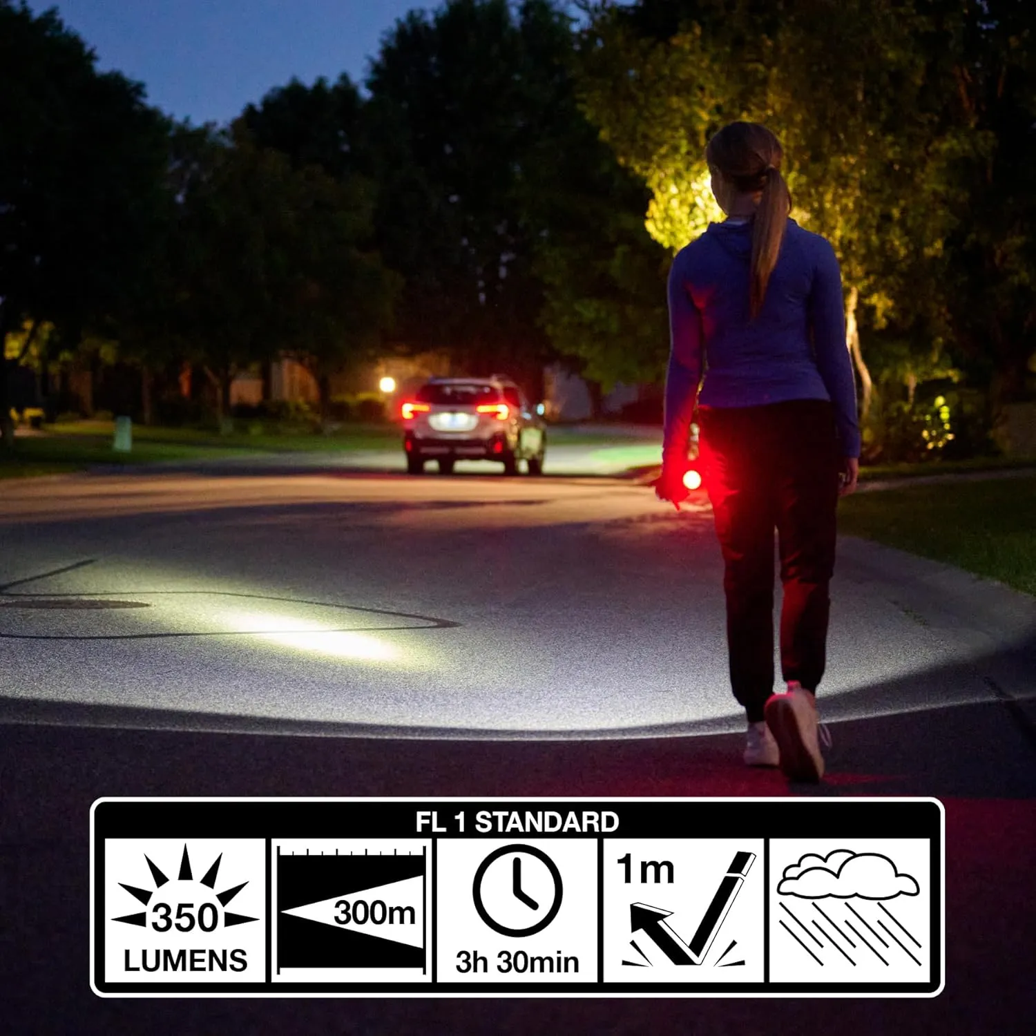 Wrap-It Storage Firefly Flashlight Sapphire Blue - Battery Powered Flashlight with Flashing Safety Lights for Walkers at Night with Wrist Strap and Pouch for Dog Walking Accessories