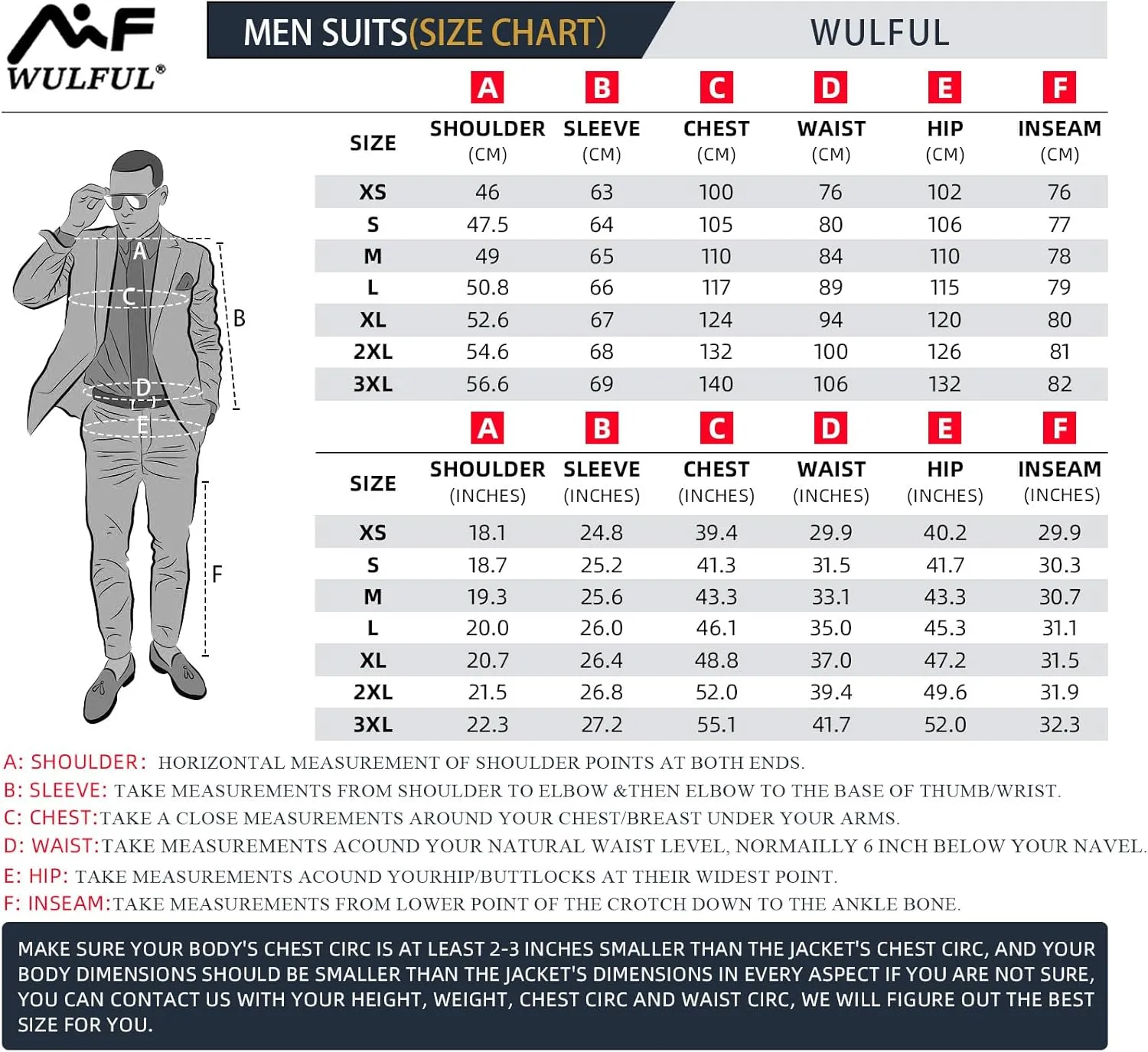 WULFUL Men's 3 Piece Slim Fit Suit Set Two Button Blazer Jacket Vest Pants Tuxedo Set for Party, Wedding and Business